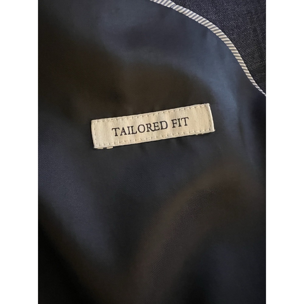 Jos. A. Bank Mens 44R Tailored Fit‎ 100% Wool Plaid Sport Coat Blazer Navy Plaid - Picture 6 of 16